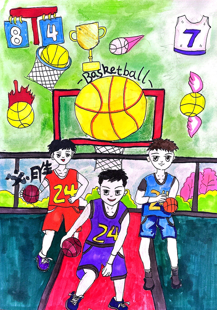 篮球比赛绘画图片大全图片